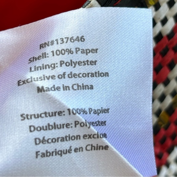 Vera Neumann Multicolor Azelea Woven Straw Striped Tote Bag with Rope Handles - Picture 4 of 5